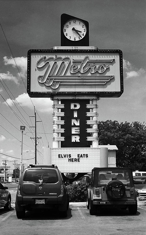 Route 66 - Metro Diner 2006 BW Photograph by Frank Romeo