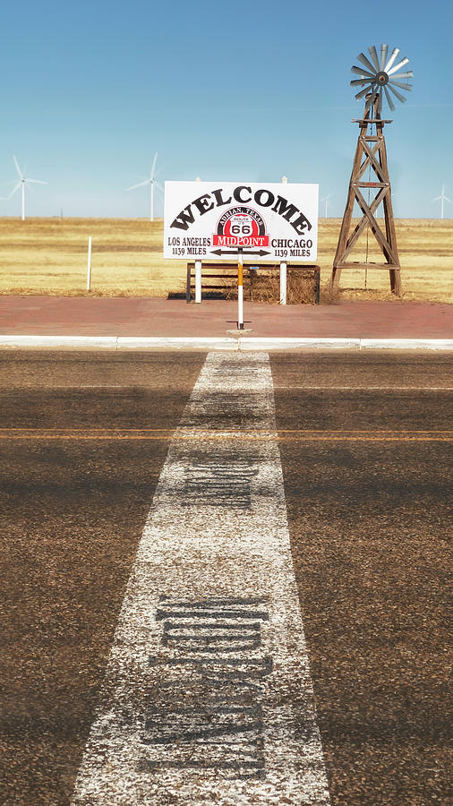 Route 66 Midpoint Line - Adrian, Texas Photograph by Susan Rissi Tregoning