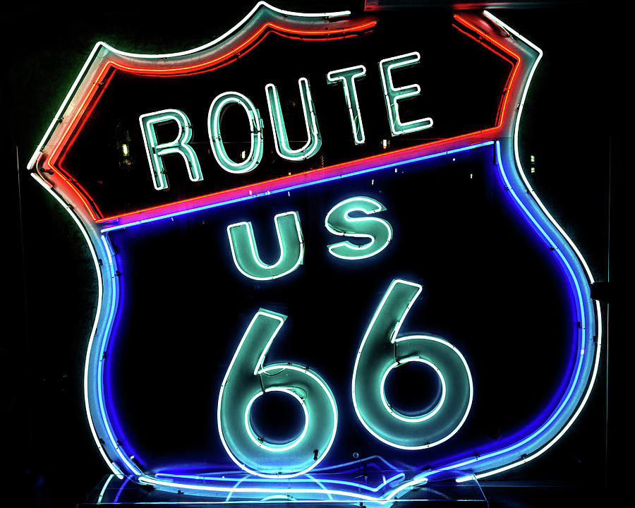 Landscape Photograph - Route 66 neon sign by Carol Highsmith