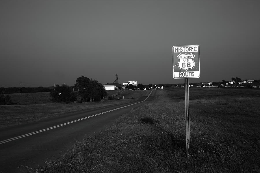 Route 66 - Oklahoma Shield 2010 BW Photograph by Frank Romeo