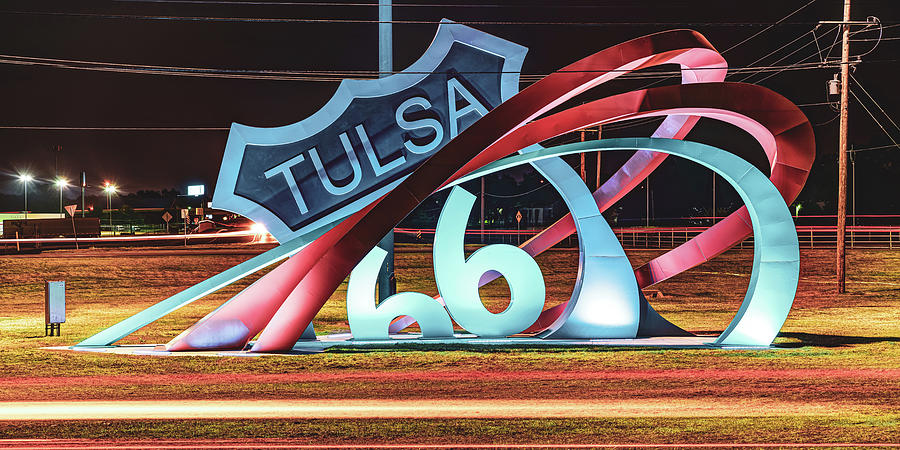 Tulsa Oklahoma Photograph - Route 66 Rising Out of The Ground - Tulsa Panorama by Gregory Ballos