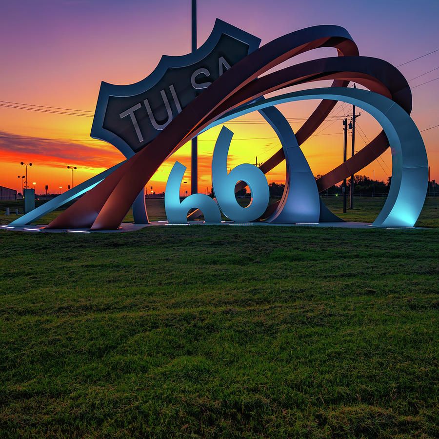 Route 66 Rising Sunrise 1x1 - Tulsa Oklahoma Photograph by Gregory ...