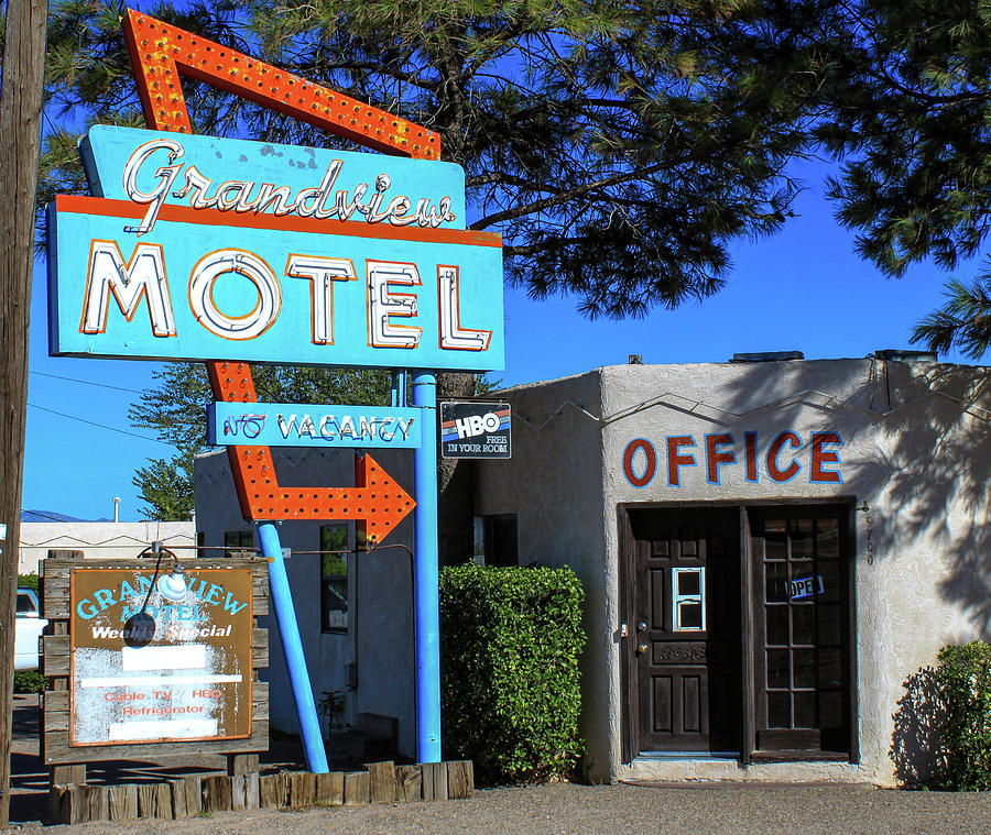 Route 66 Roadtrip - Grandview Motel Digital Art by Matt Richardson - Pixels