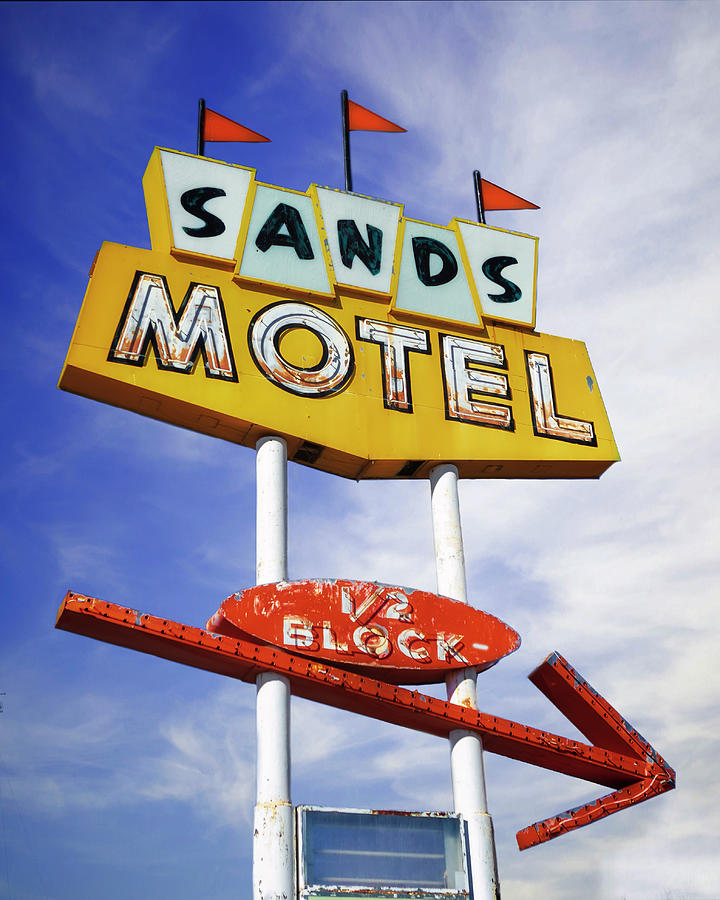 Route 66 - Sands Motel Neon Sign - Grants, NM Photograph by Susan Rissi Tregoning