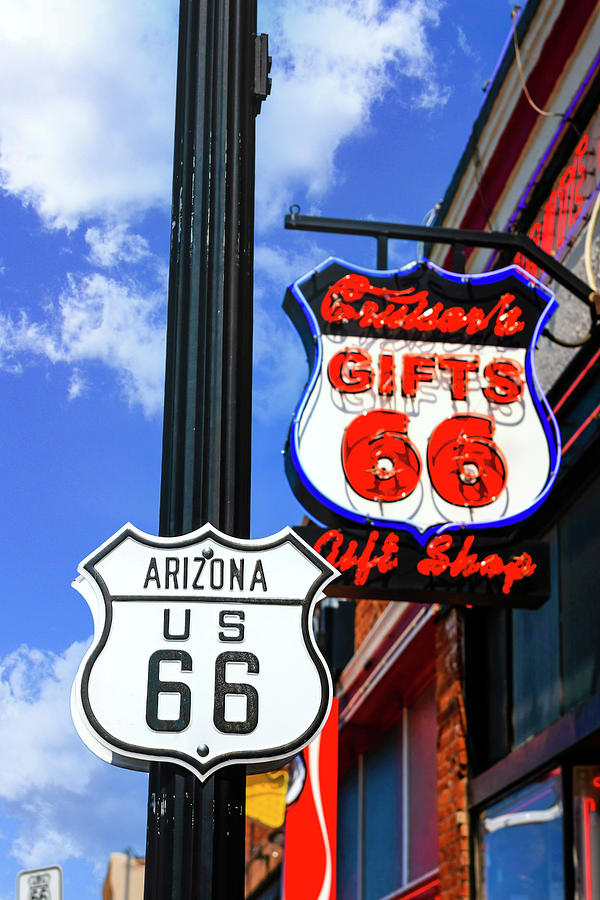 Route 66 signs in Arizona Photograph by Chris Smith