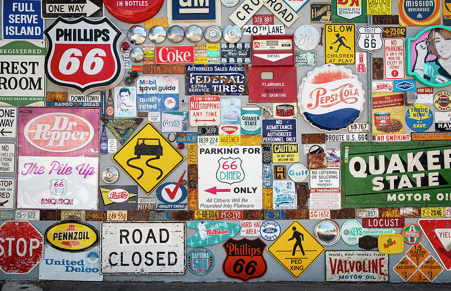 Sign Photograph - Route 66 Signs by Mary Lee Dereske