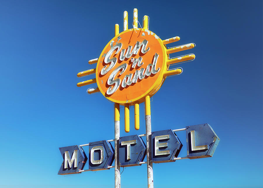 Route 66 - Sun n Sand Motel Neon Sign Photograph by Susan Rissi Tregoning