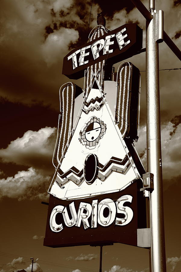 Route 66 - Tepee Curios 2010 Sepia Photograph by Frank Romeo