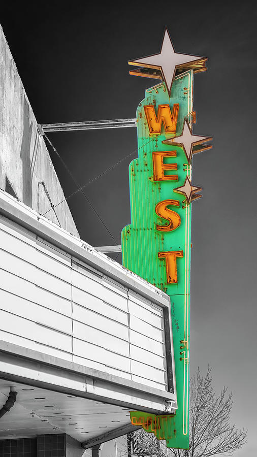 Route 66 - West Theater Neon Sign - Grants NM Photograph by Susan Rissi Tregoning