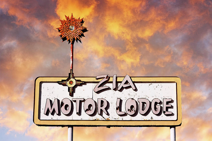 Route 66 - Zia Motor Lodge Sign - Albuquerque Photograph by Susan Rissi Tregoning