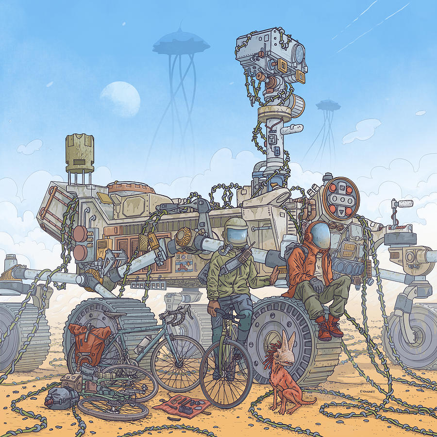 Rover Ruins Ride - w/ Helmets Digital Art by EvanArt - Evan Miller
