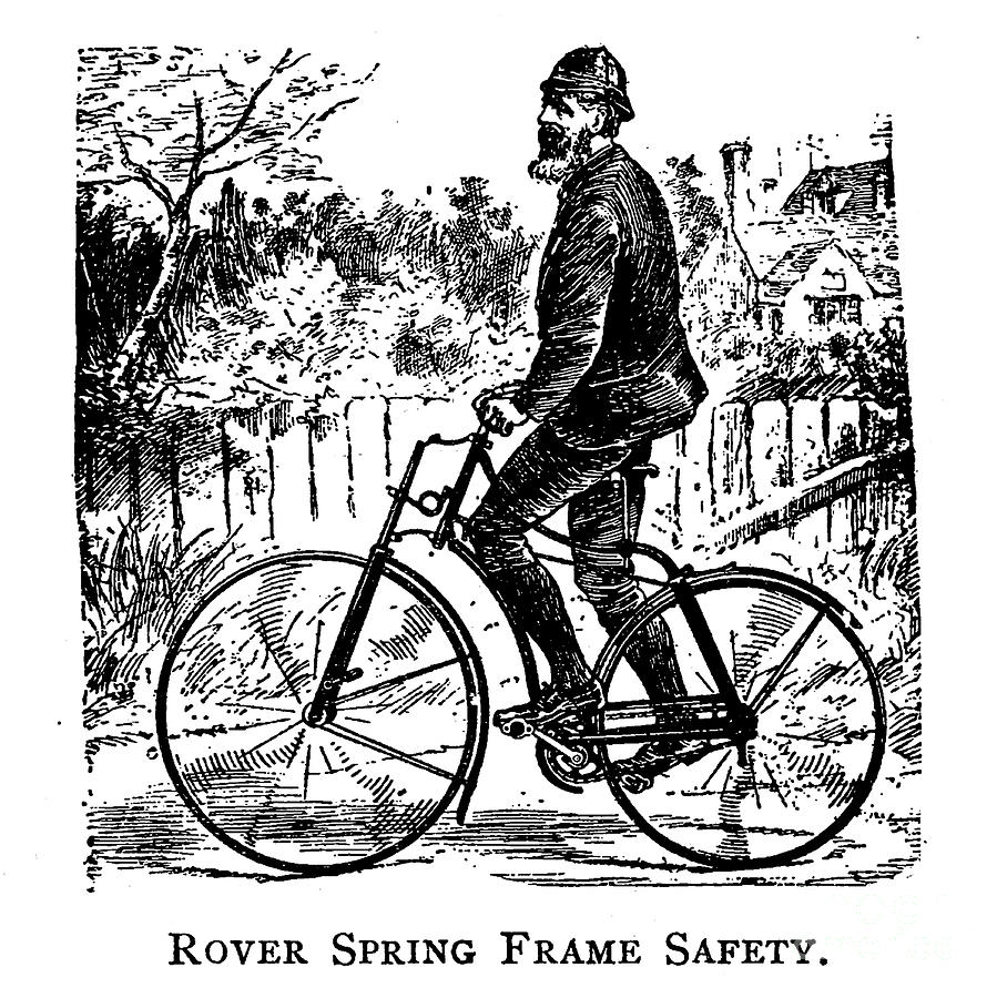 Rover Spring Frame Safety Bicycle b1 Drawing by Historic illustrations