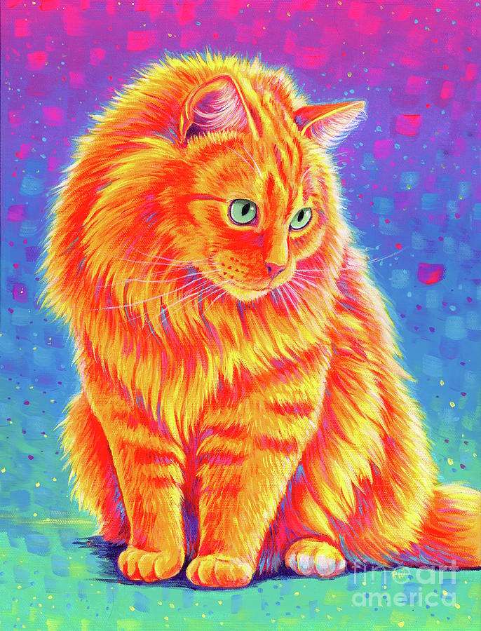 Rover the Orange Tabby Cat Painting by Rebecca Wang
