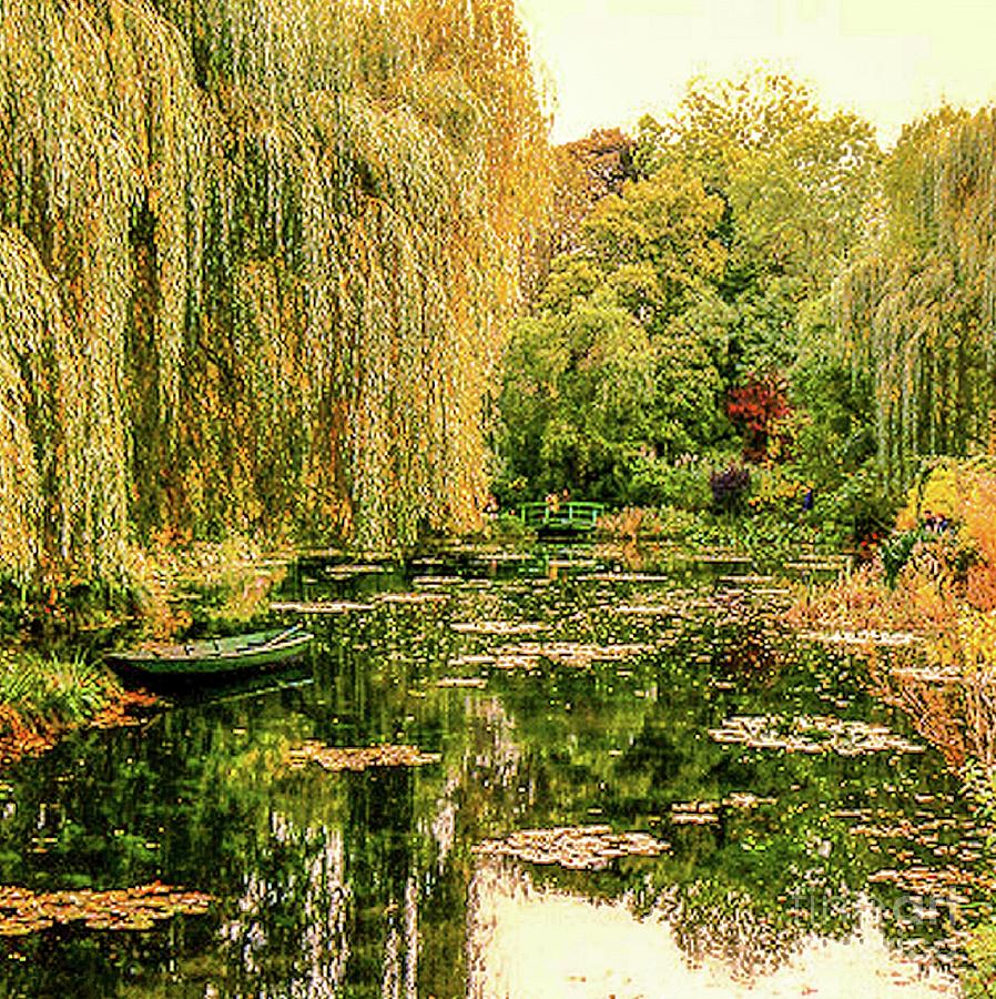 Claude Monet Photograph - Row Boat and Bridge over Monets Pond by D Davila