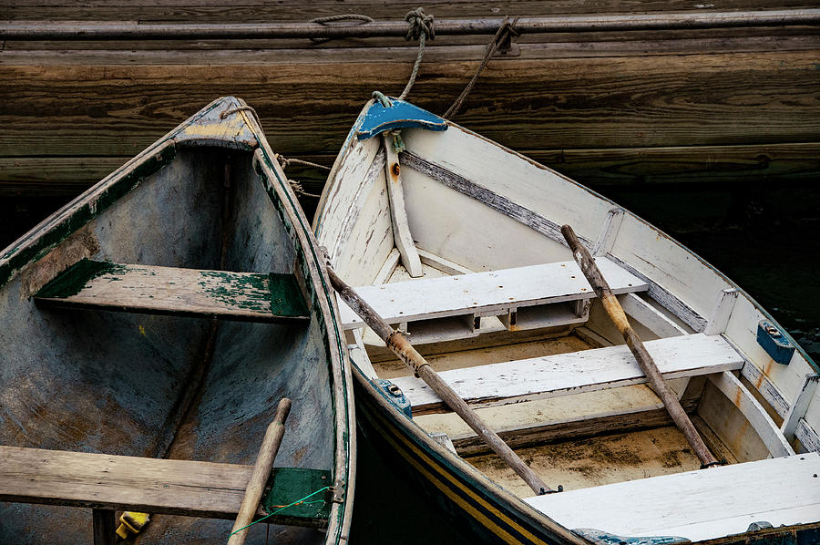 Row boats tied to a dock Photograph by Oscar Gutierrez