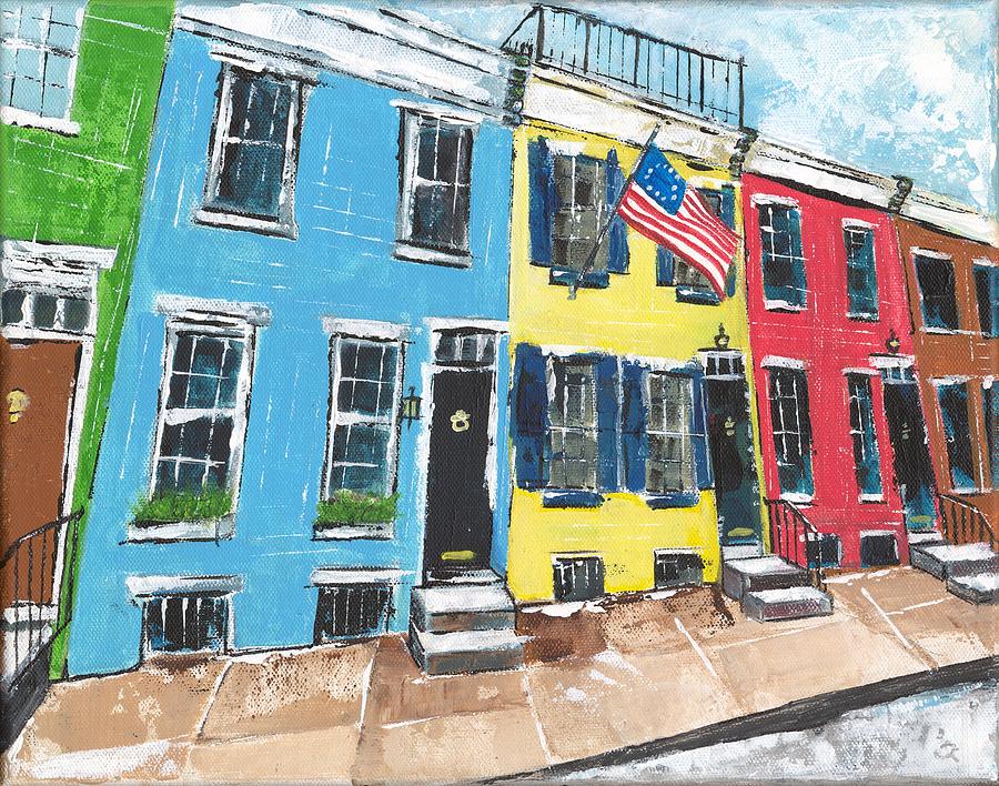 Row Homes Painting by Joyce Clark