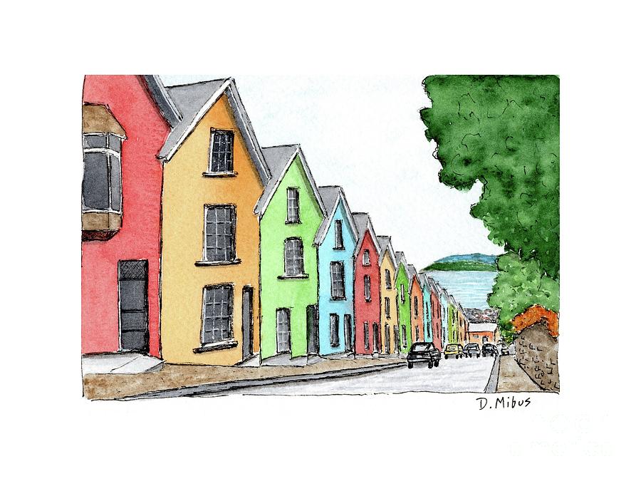 Row of Colorful Houses Painting by Donna Mibus