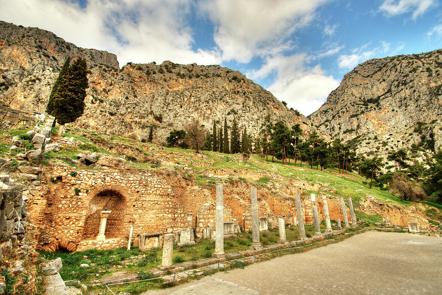 Row of Columns at Delphi Photograph by Deborah Smolinske