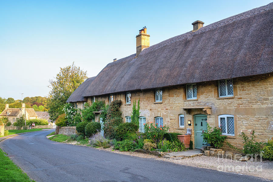 Row of Thatched Cottages Taynton Cotswolds Photograph by Tim Gainey