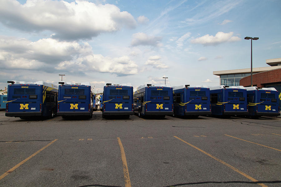 Row of University of Michigan busses Photograph by Eldon McGraw