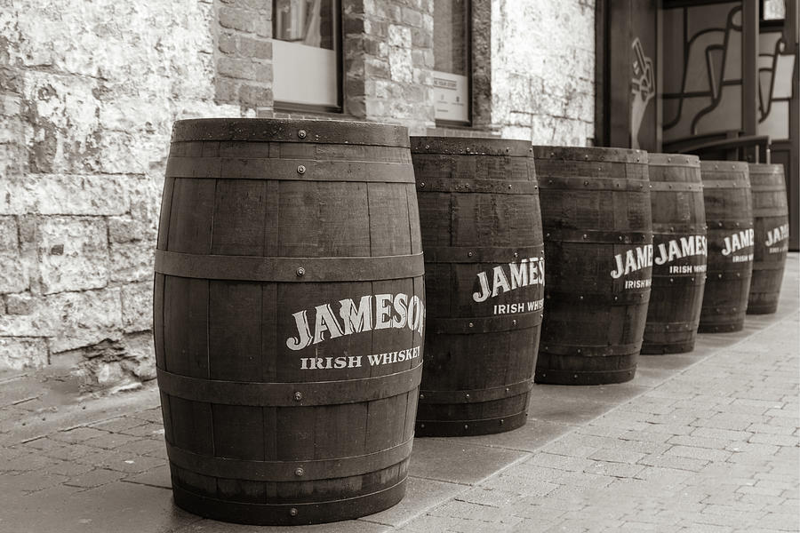 Row of Whiskey Barrels Outside the Jameson Distillery in Dublin Ireland Photograph by Georgia Fowler
