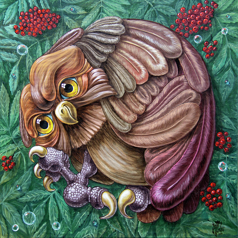 Rowan Owl Painting by Victor Molev
