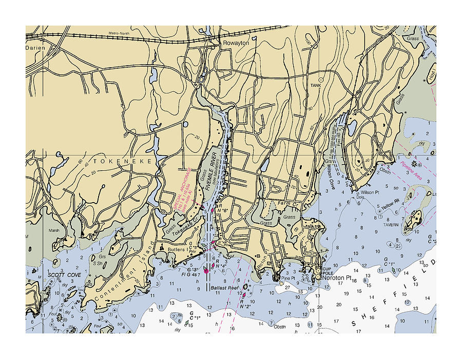 Rowayton Custom Chart Digital Art by Nautical Chartworks Fine Art America