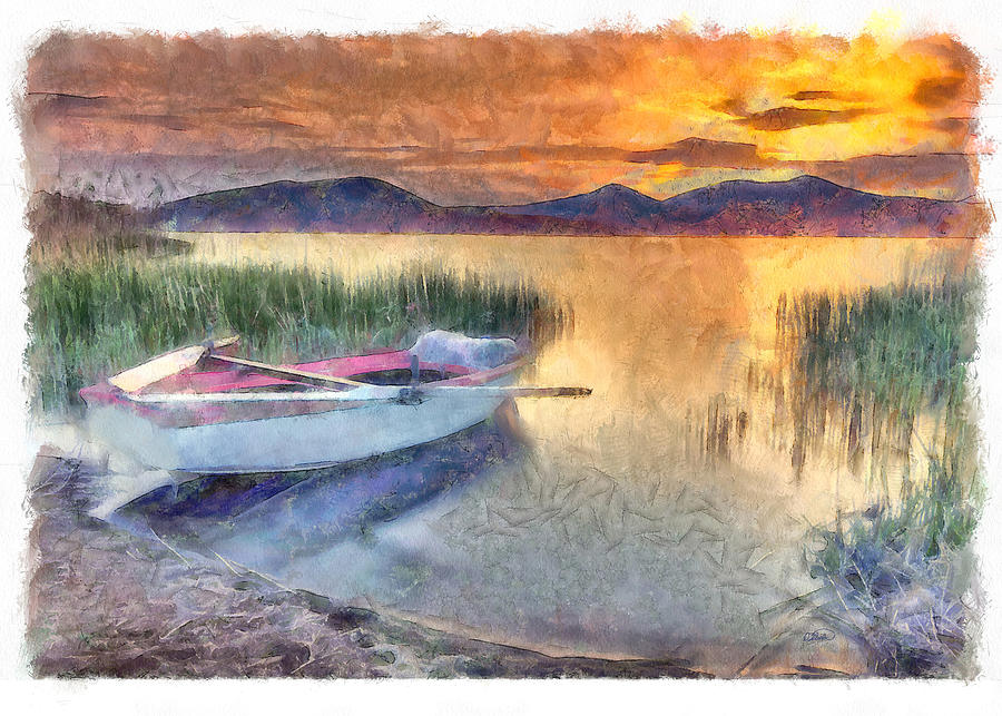 Nature Painting - Rowboat on Lakeshore - DWP1446978 by Dean Wittle