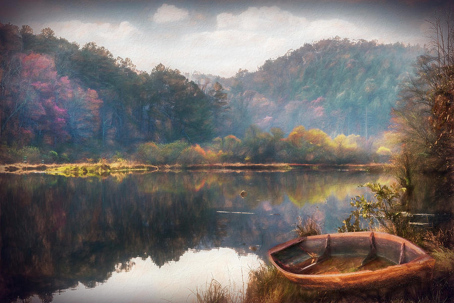 Rowboat on the Lakeshore Painting Photograph by Debra and Dave Vanderlaan