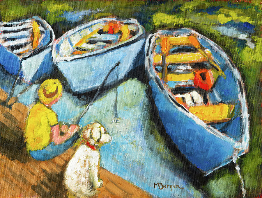 Rowboats at Clear Lake, OR Painting by Mike Bergen