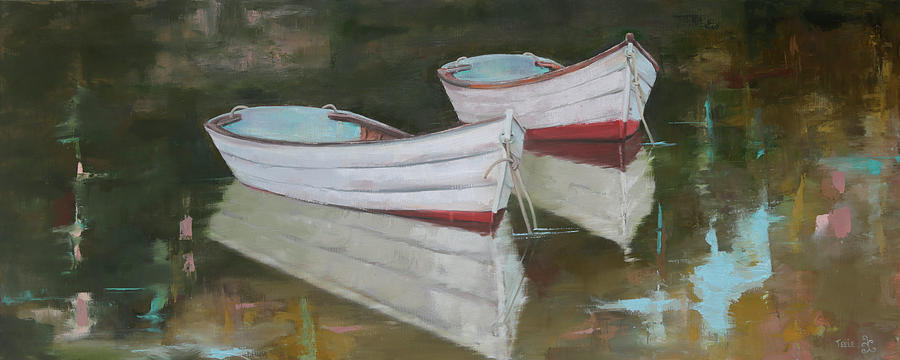 Rowboats - Kin Painting by Trina Teele
