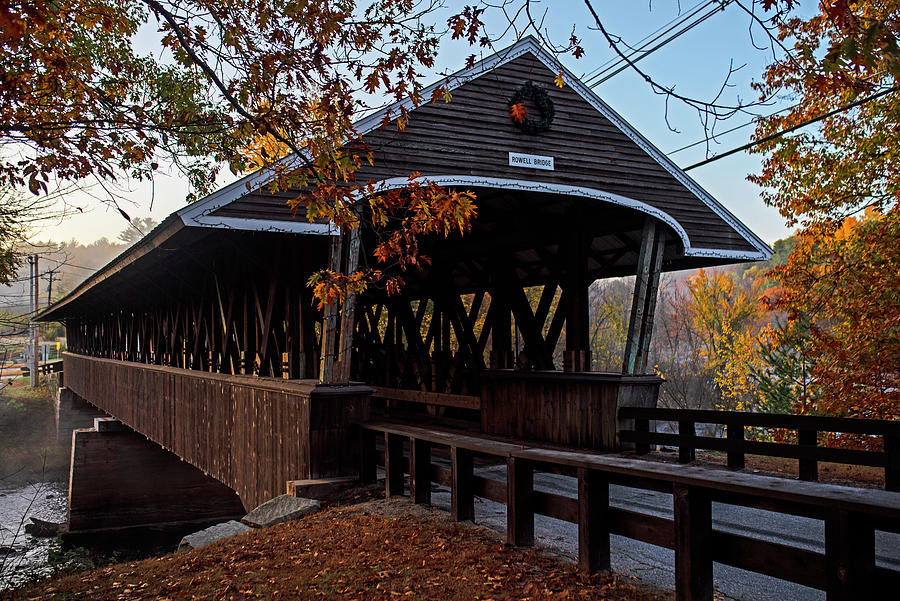 Rowell Covered Bridge in Fall Foliage Contoocook River Hopkinton NH Photograph by Toby McGuire