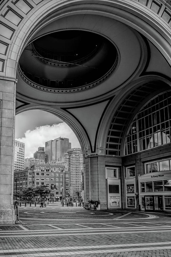 Rowes Wharf Arch Other Side BW Photograph by Sharon Popek