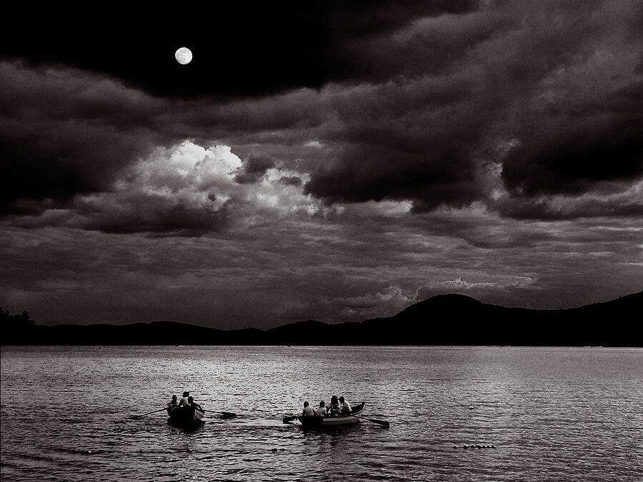 Rowing by Moonlight Photograph by Wayne King