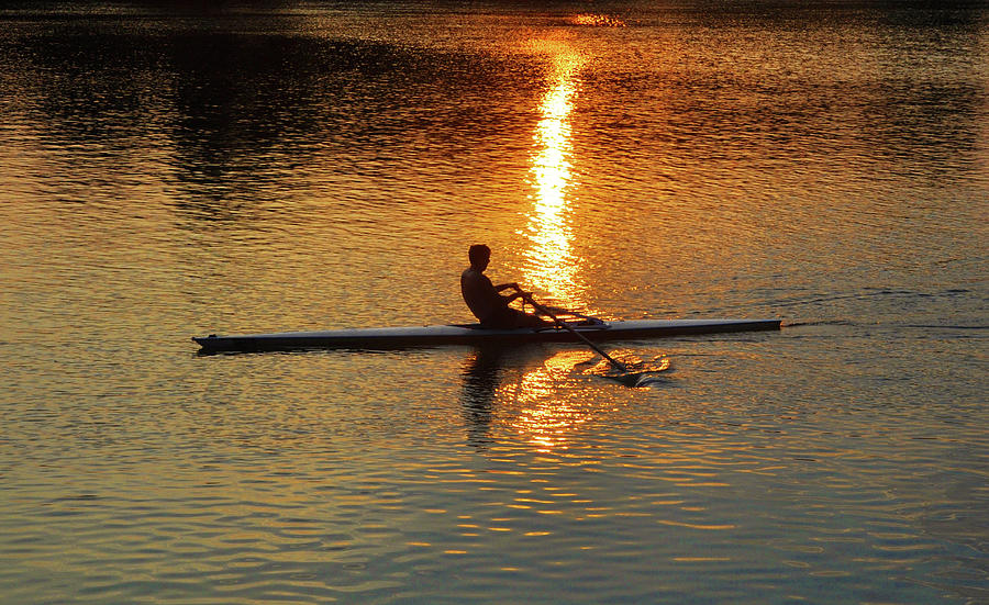 Rowing - Sunset on the Schuylkill River - Philadelphia Photograph by Bill Cannon