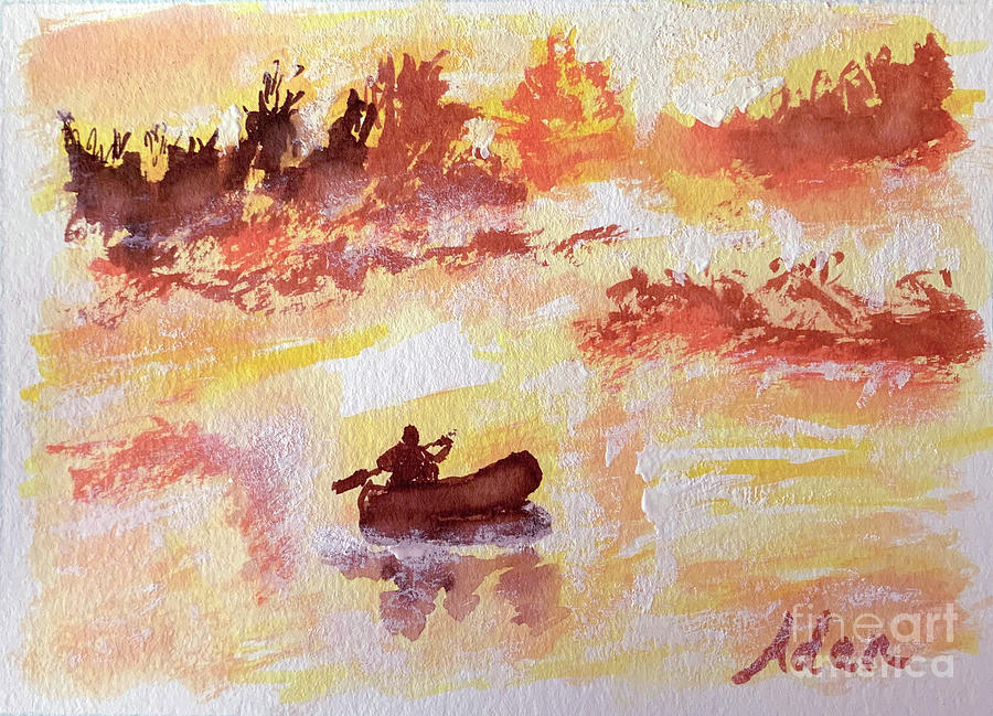 Rowing With the Sun Painting by Felipe Adan Lerma
