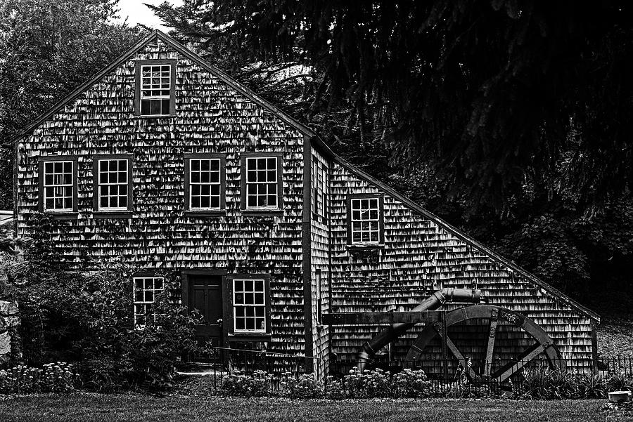 Rowley Massachusetts Jewel Mill Reflection Pond Side Black and White Photograph by Toby McGuire