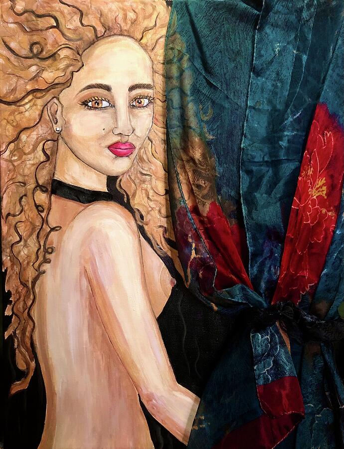 Roxanne - A Treasured Wall Art Painting Painting by Evjenia Psarris Roxanne - A Treasured Wall Art Painting Painting by Evjenia Psarris