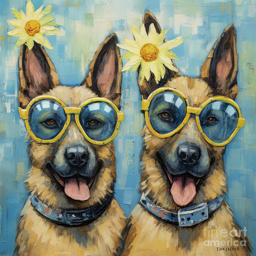 Roxie And Rosie Painting by Tina LeCour