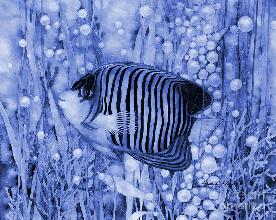 Royal Angelfish In Blue Painting
