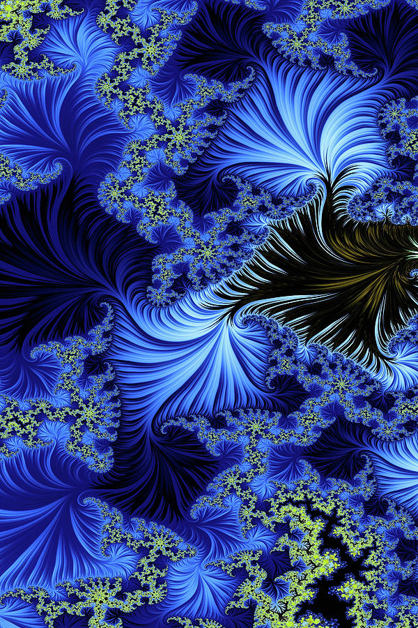 Royal Blue Leafy Fractal Abstract  Digital Art by Shelli Fitzpatrick