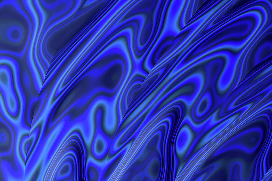 Royal Blue Marbled Abalone Pattern Fractal Abstract  Digital Art by Shelli Fitzpatrick