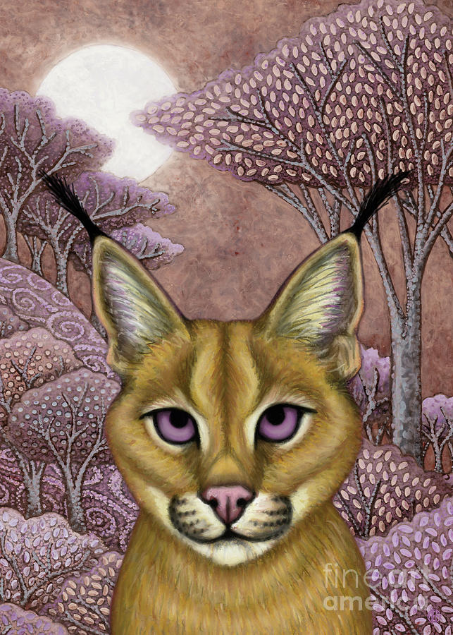 Royal Caracal Moon Painting by Amy E Fraser