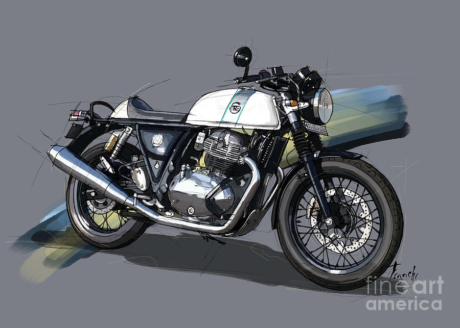Royal Enfield Continental GT650 2019 Original Classic Motorcycle Custom for  Saakib Duvet Cover by Drawspots Illustrations - Pixels