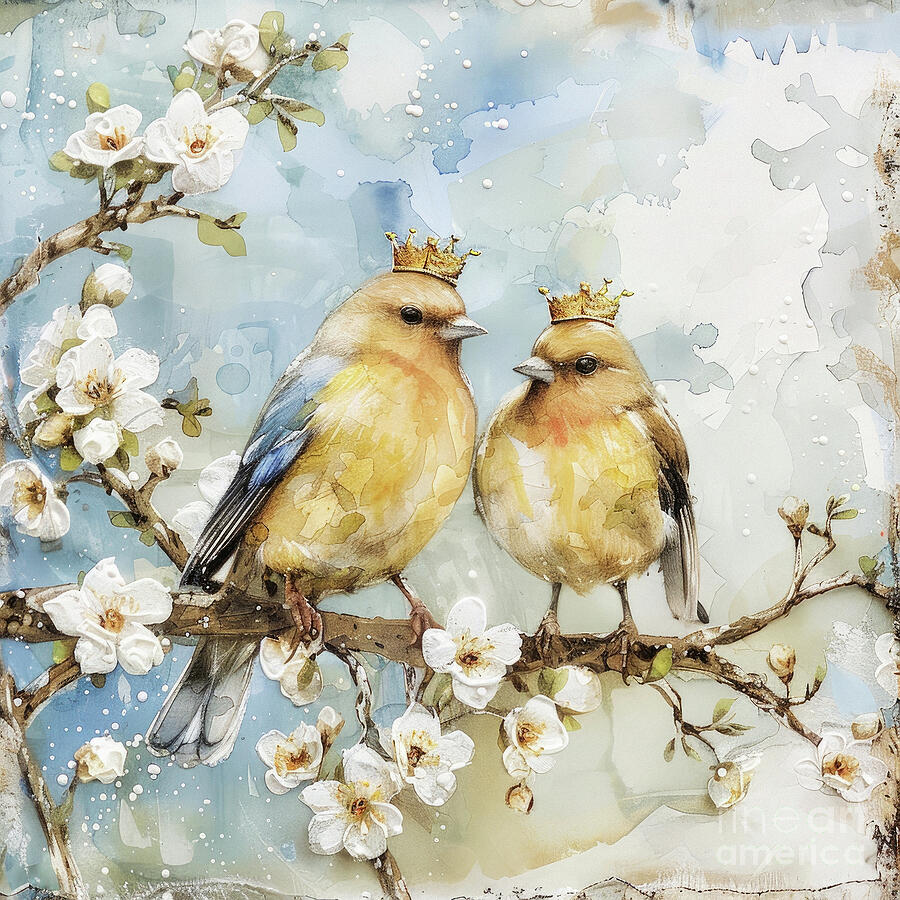 Royal Goldfinches Painting by Tina LeCour