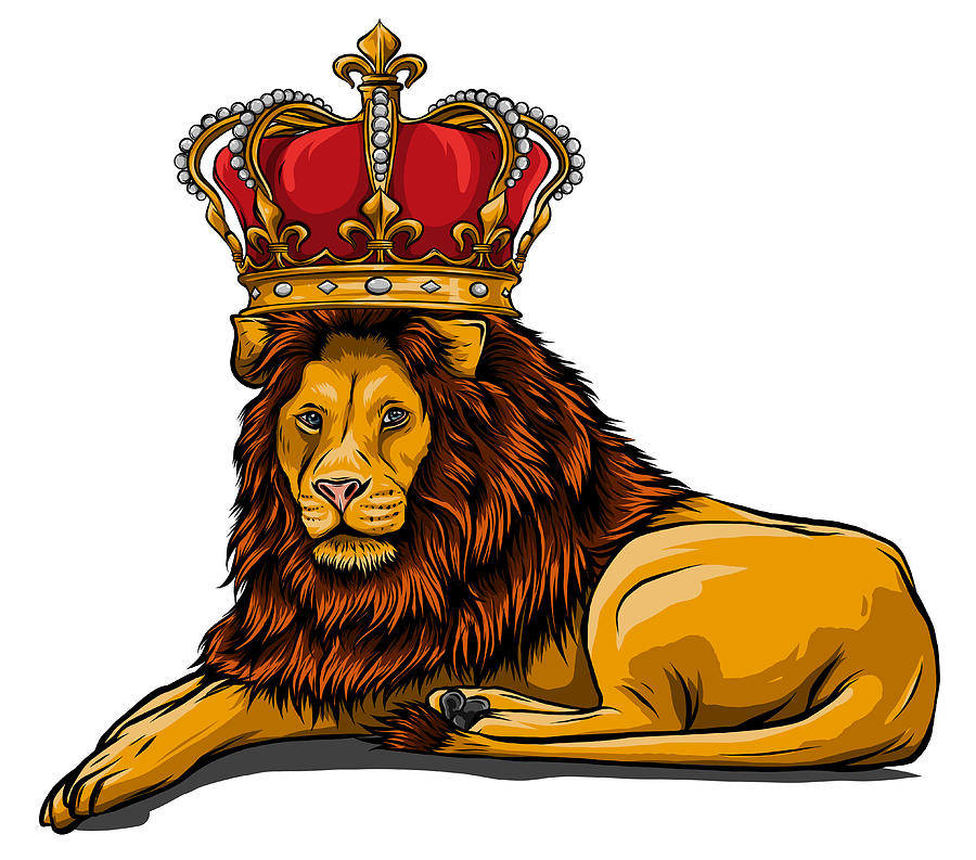 lion wearing crown art