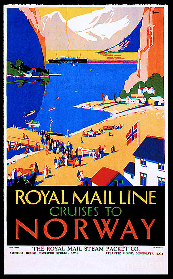 Royal Mail Lines Cruises To Norway Travel Poster Painting