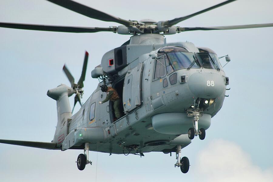 Royal Navy Merlin Helicopter Winchman Photograph by Neil R Finlay