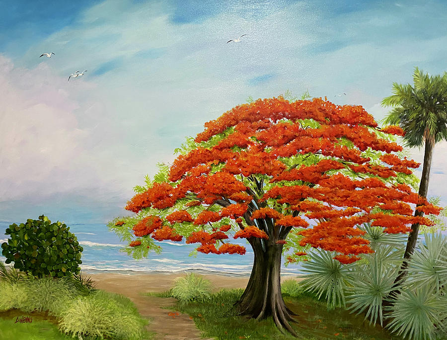 Royal Poinciana #1 Painting by Sue Dinenno