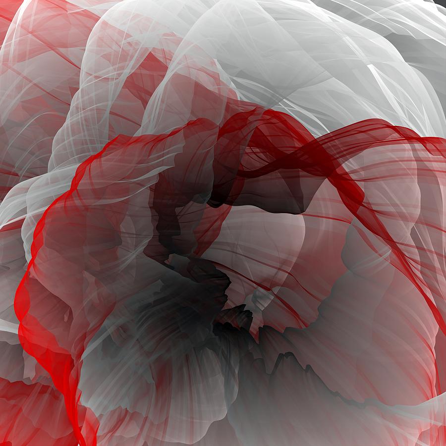 Royal Red Grey Hues Abstract Smoke Digital Art